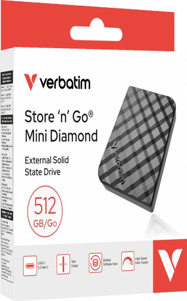 Dysk zewnętrzny SSD Verbatim VERBATIM Externí SSD 512GB Store 'n' Go Mini Diamond, USB-C, černá
