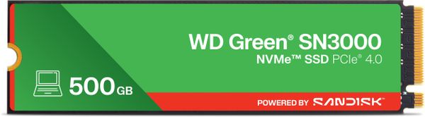 Dysk SSD SanDisk Green SN3000 500GB M.2 2280 PCI-E x4 Gen4 NVMe (WDS500G4G0E)
