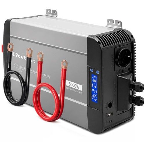 Qoltec Przetwornica napięcia Pure Sine Wave | 12V na 230V | 3000/6000W | UPS BYPASS | LCD | USB...