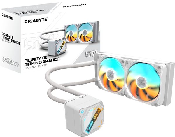 Chłodzenie wodne Gigabyte GIGABYTE Vodní chladič GAMING 240 ICE, 2x120mm, ARGB, LGA1851, AM5, bílá