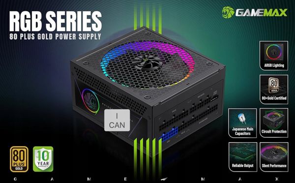 Zasilacz GameMax Gamemax Power Supply, 80 PLUS, Gold | RGB 850G | 850 W