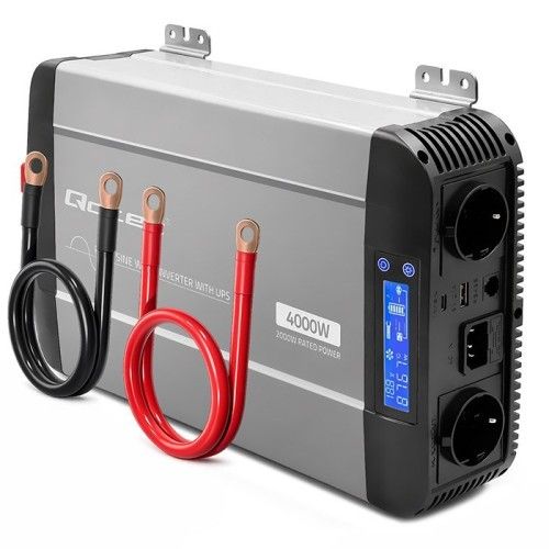 Qoltec Przetwornica napięcia Pure Sine Wave | 12V na 230V | 2000/4000W | UPS BYPASS | LCD | USB...